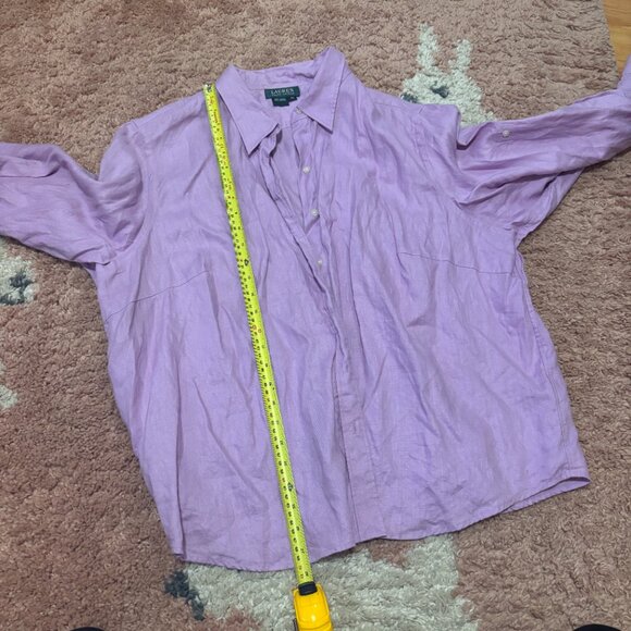 VTG Lauren Ralph Lauren RLL Embroidered 100% Linen Purple Button Up Shirt Sz 2X - Picture 6 of 6